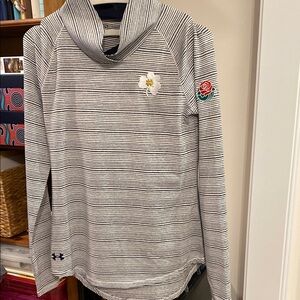 Under Armour Striped Notre Dame Long Sleeved Top with Rose Patch. Small.